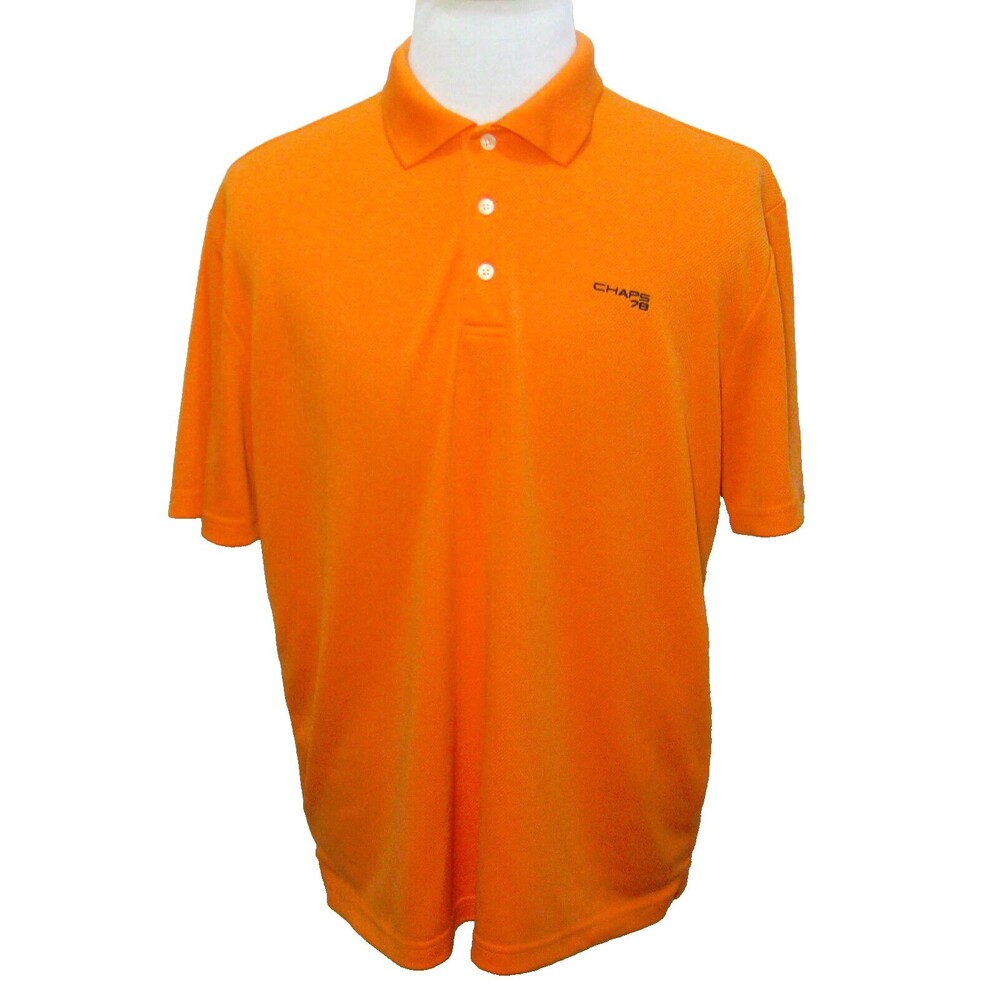 CHAPS Men's (Size Large) Solid Orange Short Sleeve Logo Polo Shirt Golf Tennis
